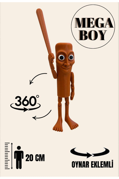 Tung Tung Tung Sahur Brainrot Eklemli-Mega Boy 20cm Figür