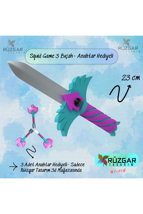 Squid Game 3 Bıçak Figürü Knife ve 3 Adet Anahtar