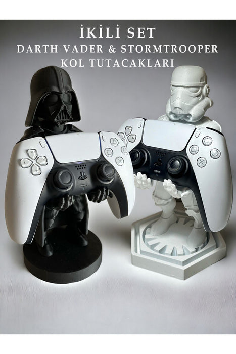 Star Wars Darth Vader & Stormtrooper 2'li Kol Tutacakları, Joystick Standı, Xbox / PS4 / PS5 Uyumlu