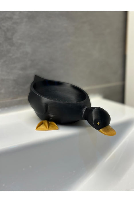 ÖRDEK DESENLİ SU TUTMAZ SABUNLUK SİYAH