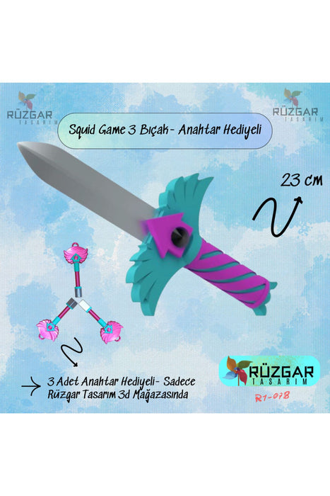 Squid Game 3 Bıçak Figürü Knife ve 3 Adet Anahtar
