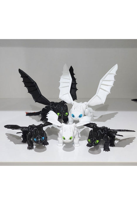 Ejderhanı Nasıl Eğitirsin - 3D Dişsiz&Işığın Öfkesi ve 3Adet Yavru Aile Seti 5Adet Hareketli Ejderha