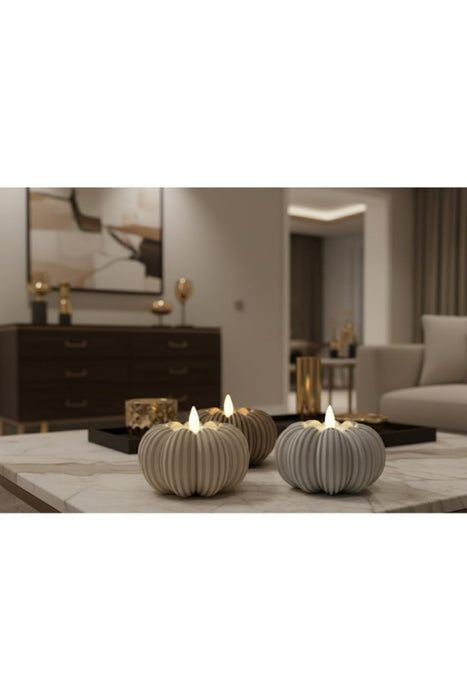 Balkabağı Tealight Mumluk - Cadılar Bayramı & Sonbahar Halloween Dekor