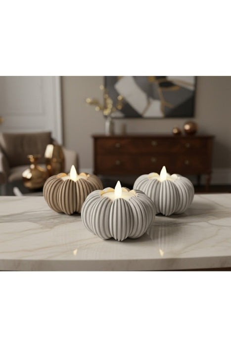 Balkabağı Tealight Mumluk - Cadılar Bayramı & Sonbahar Halloween Dekor