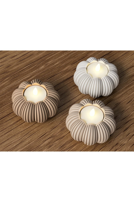 Balkabağı Tealight Mumluk - Cadılar Bayramı & Sonbahar Halloween Dekor