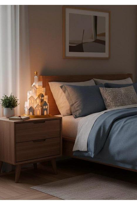 Kış köyü masa lambası 30x18x28 cm