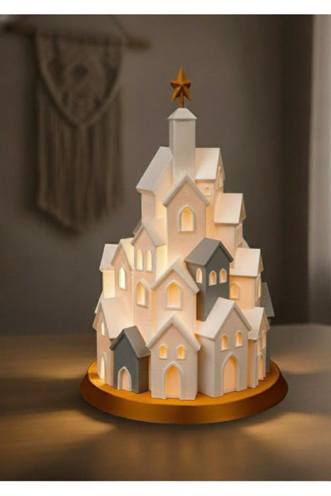 Kış köyü masa lambası 30x18x28 cm