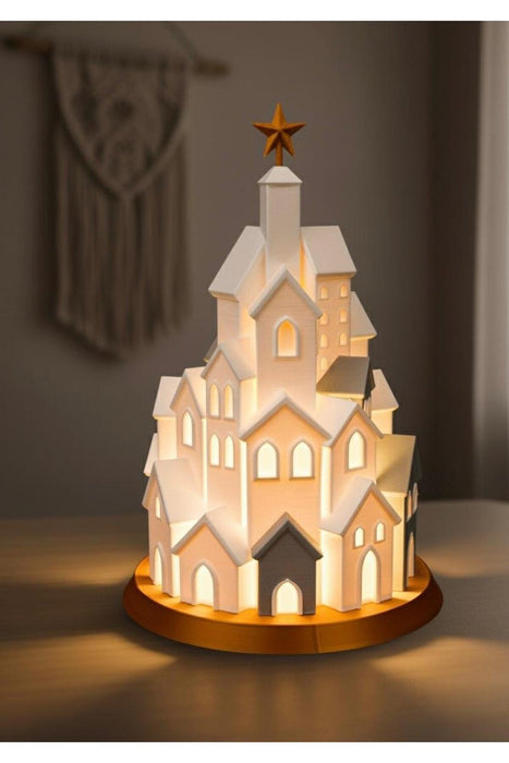 Kış köyü masa lambası 30x18x28 cm